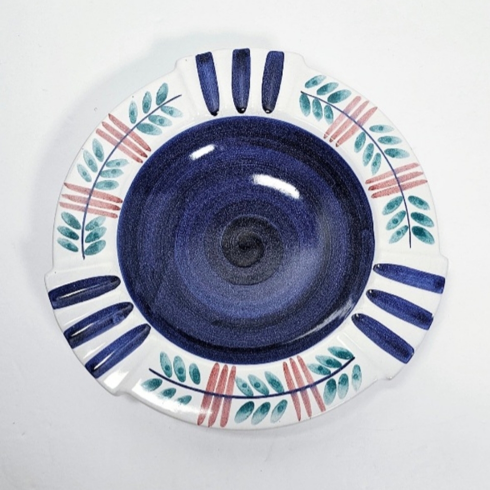 Vintage Norway Handpainted Ashtray Trinket Dish Numbered 7.5"